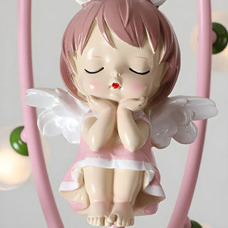 ZOWALA - Globe Flower Angel Metal Kids Room Pink Chandelier Image - 17