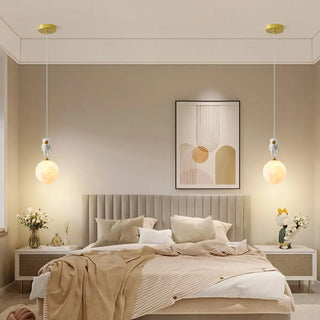 ZOWALA - Kids 1 Light Gold Globe Metal Bedroom Pendant Light Image - 1