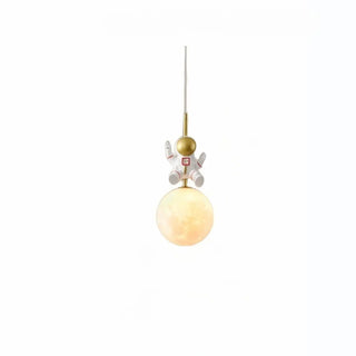 ZOWALA - Kids 1 Light Gold Globe Metal Bedroom Pendant Light Image - 13