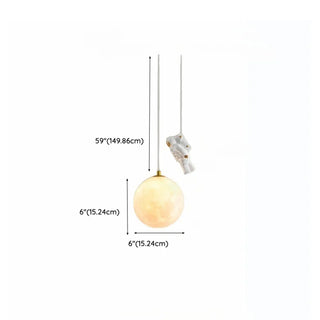 ZOWALA - Kids 1 Light Gold Globe Metal Bedroom Pendant Light #size