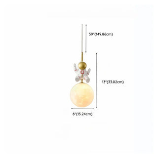 ZOWALA - Kids 1 Light Gold Globe Metal Bedroom Pendant Light Image - 18