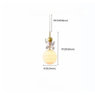 ZOWALA - Kids 1 Light Gold Globe Metal Bedroom Pendant Light Image - 19