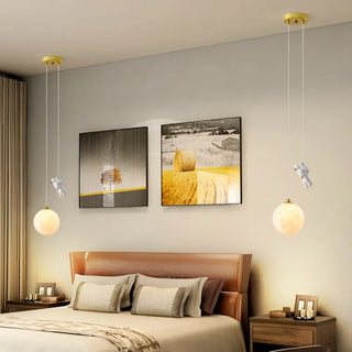 ZOWALA - Kids 1 Light Gold Globe Metal Bedroom Pendant Light Image - 3
