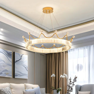 ZOWALA - Crown Crystal Ring Gold Adjustable Kids Room Chandelier Image - 1