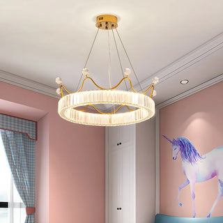 ZOWALA - Crown Crystal Ring Gold Adjustable Kids Room Chandelier Image - 13