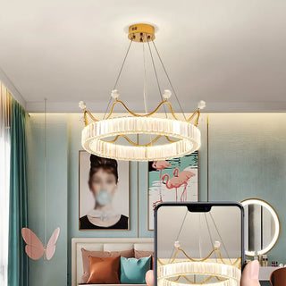 ZOWALA - Crown Crystal Ring Gold Adjustable Kids Room Chandelier Image - 15