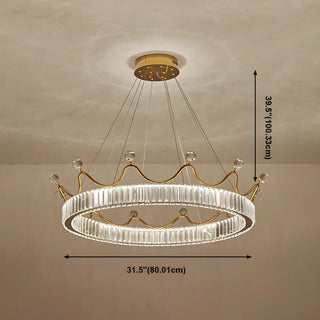 ZOWALA - Crown Crystal Ring Gold Adjustable Kids Room Chandelier Image - 18