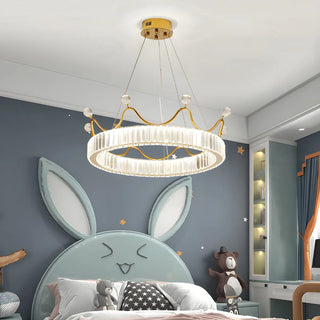 ZOWALA - Crown Crystal Ring Gold Adjustable Kids Room Chandelier Image - 3