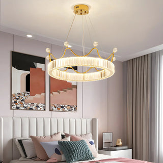 ZOWALA - Crown Crystal Ring Gold Adjustable Kids Room Chandelier Image - 2