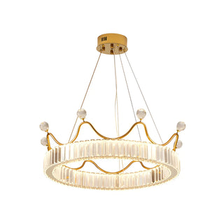 ZOWALA - Crown Crystal Ring Gold Adjustable Kids Room Chandelier Image - 6