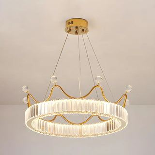 ZOWALA - Crown Crystal Ring Gold Adjustable Kids Room Chandelier Image - 7