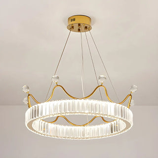 ZOWALA - Crown Crystal Ring Gold Adjustable Kids Room Chandelier Image - 8