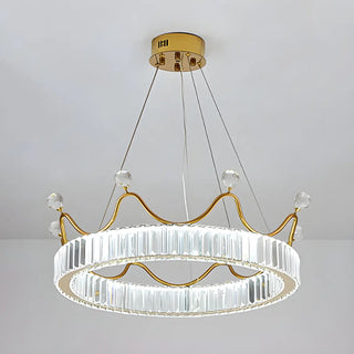 ZOWALA - Crown Crystal Ring Gold Adjustable Kids Room Chandelier Image - 9