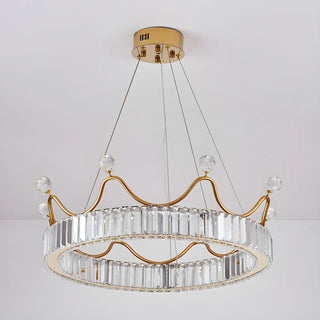 ZOWALA - Crown Crystal Ring Gold Adjustable Kids Room Chandelier Image - 11