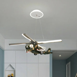 ZOWALA - Helicopter Resin Kids Room Green 5-Light Chandelier Image - 1