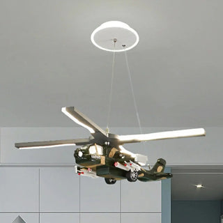 ZOWALA - Helicopter Resin Kids Room Green 5-Light Chandelier Image - 3
