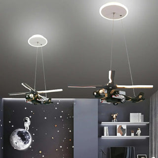 ZOWALA - Helicopter Resin Kids Room Green 5-Light Chandelier Image - 5