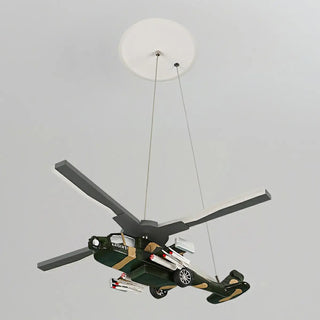 ZOWALA - Helicopter Resin Kids Room Green 5-Light Chandelier Image - 7