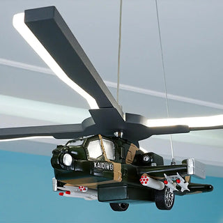 ZOWALA - Helicopter Resin Kids Room Green 5-Light Chandelier Image - 9
