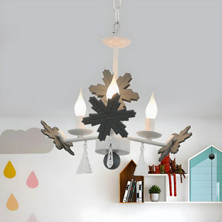 ZOWALA - Snowflake Candle Crystal Metal Kids Room Grey Chandelier Image - 1