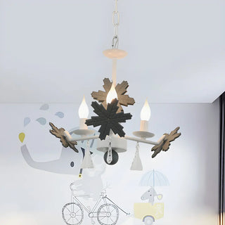 ZOWALA - Snowflake Candle Crystal Metal Kids Room Grey Chandelier Image - 10