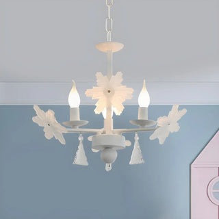 ZOWALA - Snowflake Candle Crystal Metal Kids Room Grey Chandelier Image - 12