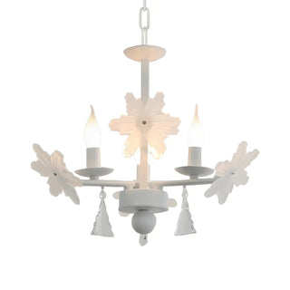 ZOWALA - Snowflake Candle Crystal Metal Kids Room Grey Chandelier Image - 13