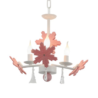 ZOWALA - Snowflake Candle Crystal Metal Kids Room Grey Chandelier Image - 14