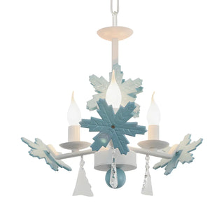 ZOWALA - Snowflake Candle Crystal Metal Kids Room Grey Chandelier Image - 16