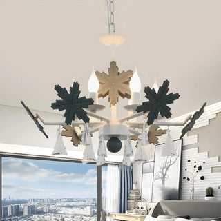 ZOWALA - Snowflake Candle Crystal Metal Kids Room Grey Chandelier Image - 17