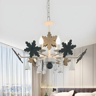 ZOWALA - Snowflake Candle Crystal Metal Kids Room Grey Chandelier Image - 18