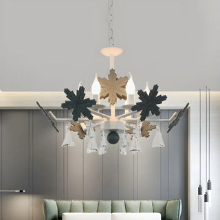 ZOWALA - Snowflake Candle Crystal Metal Kids Room Grey Chandelier Image - 19
