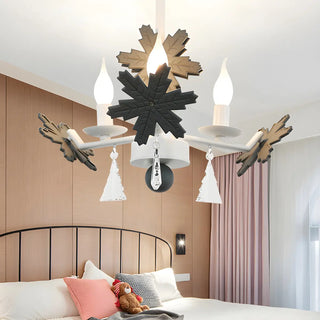 ZOWALA - Snowflake Candle Crystal Metal Kids Room Grey Chandelier Image - 2