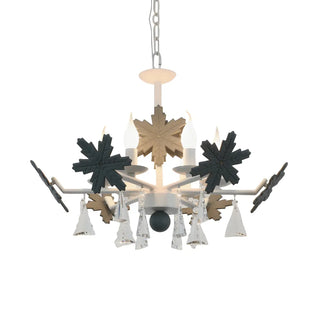 ZOWALA - Snowflake Candle Crystal Metal Kids Room Grey Chandelier Image - 20