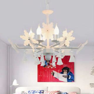 ZOWALA - Snowflake Candle Crystal Metal Kids Room Grey Chandelier Image - 21