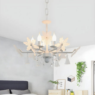 ZOWALA - Snowflake Candle Crystal Metal Kids Room Grey Chandelier Image - 23