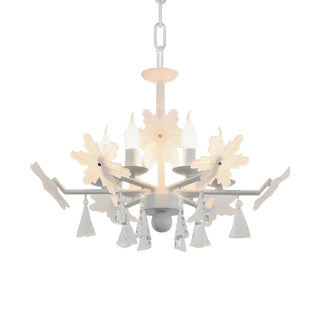 ZOWALA - Snowflake Candle Crystal Metal Kids Room Grey Chandelier Image - 24