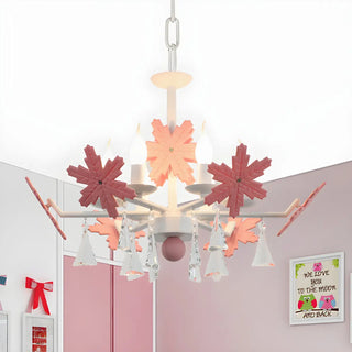 ZOWALA - Snowflake Candle Crystal Metal Kids Room Grey Chandelier Image - 25