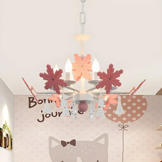 ZOWALA - Snowflake Candle Crystal Metal Kids Room Grey Chandelier Image - 26