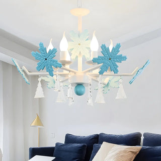ZOWALA - Snowflake Candle Crystal Metal Kids Room Grey Chandelier Image - 29