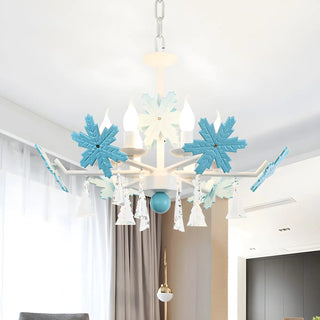 ZOWALA - Snowflake Candle Crystal Metal Kids Room Grey Chandelier Image - 30