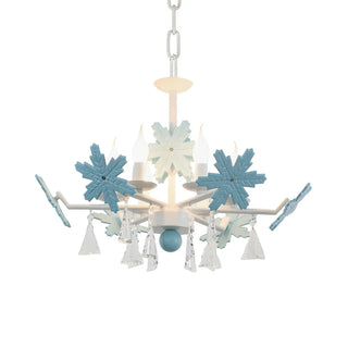 ZOWALA - Snowflake Candle Crystal Metal Kids Room Grey Chandelier Image - 32