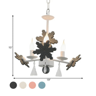 ZOWALA - Snowflake Candle Crystal Metal Kids Room Grey Chandelier #size
