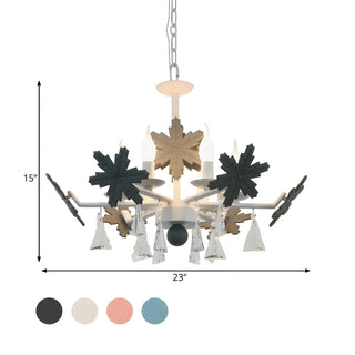 ZOWALA - Snowflake Candle Crystal Metal Kids Room Grey Chandelier Image - 34