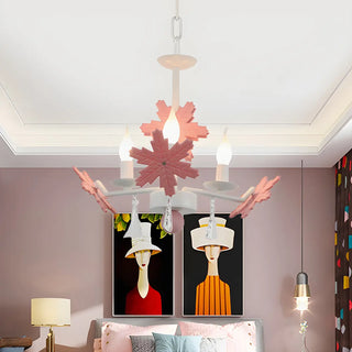 ZOWALA - Snowflake Candle Crystal Metal Kids Room Grey Chandelier Image - 4