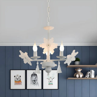 ZOWALA - Snowflake Candle Crystal Metal Kids Room Grey Chandelier Image - 5