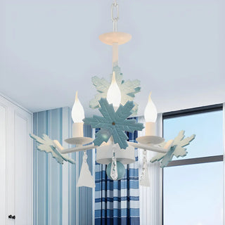 ZOWALA - Snowflake Candle Crystal Metal Kids Room Grey Chandelier Image - 6