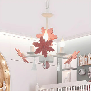 ZOWALA - Snowflake Candle Crystal Metal Kids Room Grey Chandelier Image - 7
