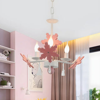 ZOWALA - Snowflake Candle Crystal Metal Kids Room Grey Chandelier Image - 8