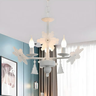 ZOWALA - Snowflake Candle Crystal Metal Kids Room Grey Chandelier Image - 9